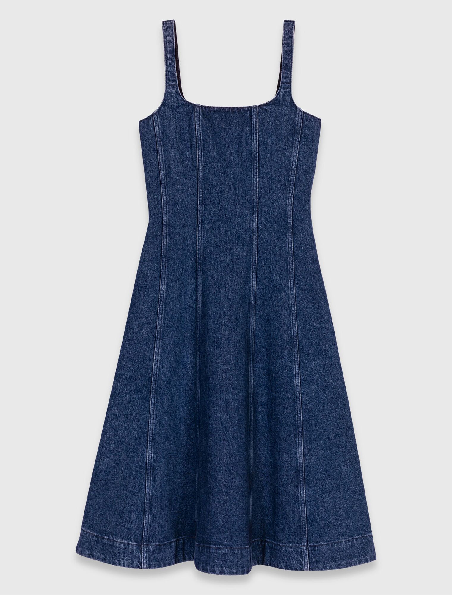 Đầm dài denim xòe hai dây